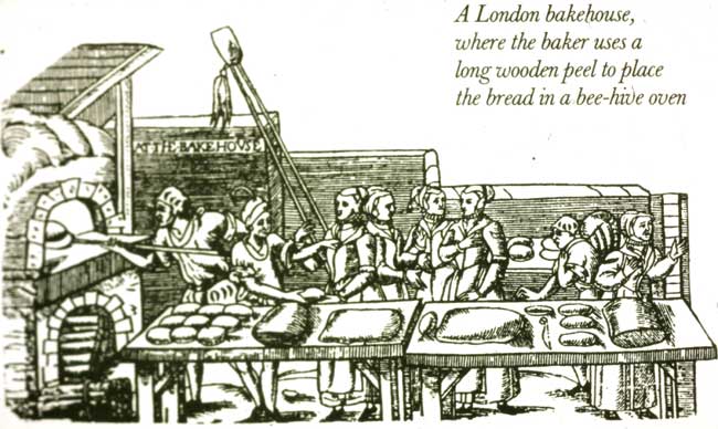 A 17th-century bakery with bundles of faggots for fuel on floor next to oven  (Historical Publications)