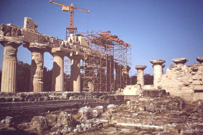 Cyrene: the 6th century BC Temple of Zeus under construction