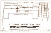 SITE PLAN:  medieval features excavated on Old Custom House in 1973, drawn by T Tatton Brown
