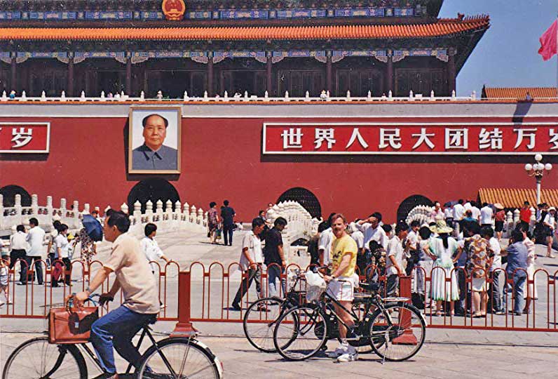 Bill, bike, and Chairman Mao in China