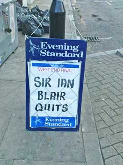 Sir Ian Quits poster in Evening Standard