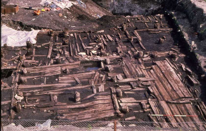 The medieval houses and streets were made entirely of wood